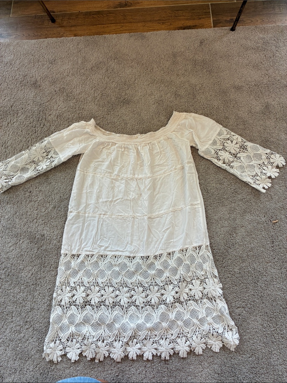 Solitaire White Lace Off-Shoulder Dress